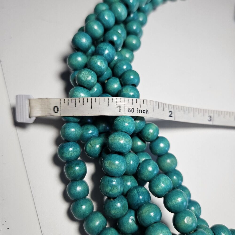 **Last Chance!! Final Sale** Turquoise Colored Wooden Braided Beaded 31.5" - Picture 9 of 13